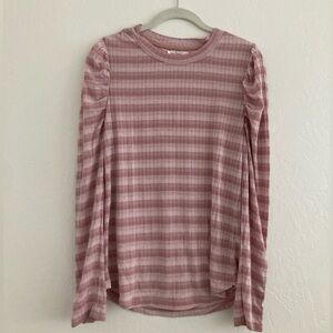 Anthropologie Striped Puff Long Sleeve Top Small Lounge Preppy Bella Swan Y2K